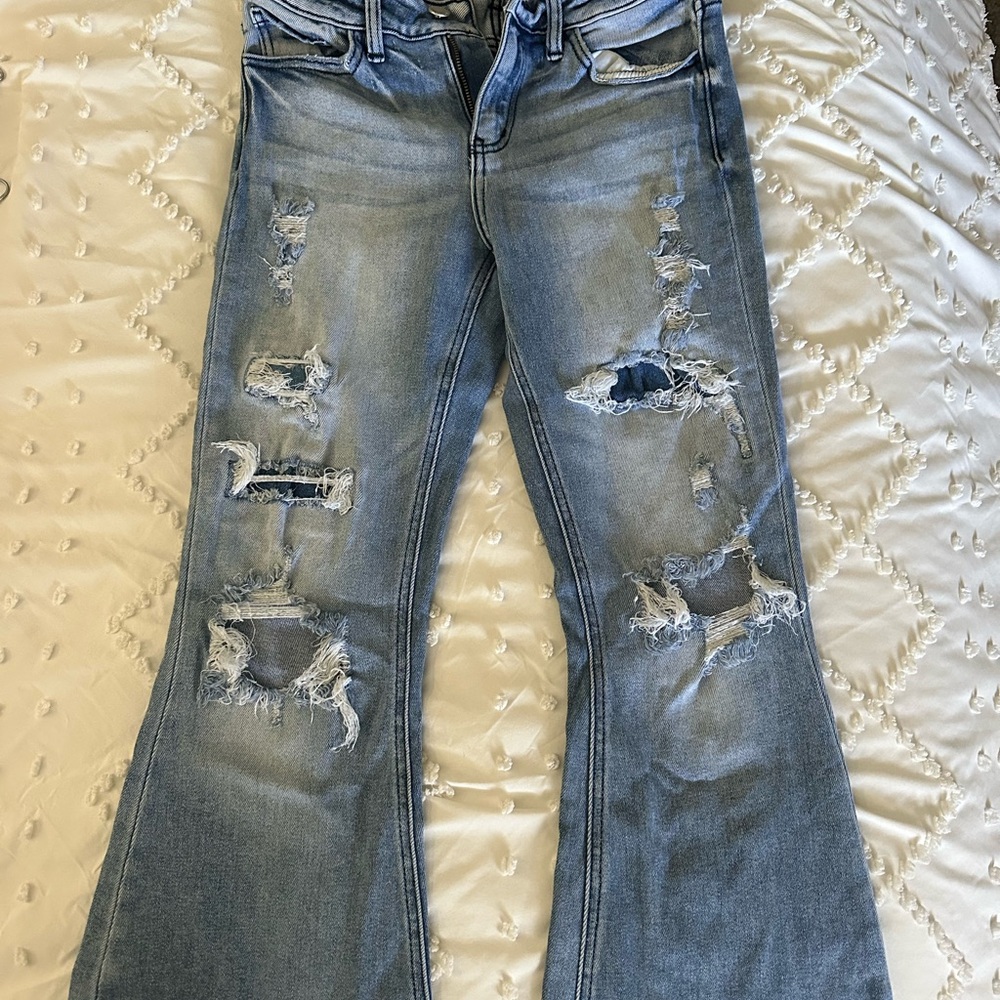 Distressed Blue Women's Kancan flare Jeans